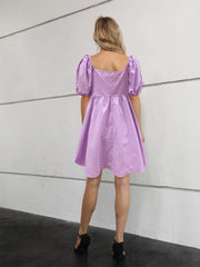 Women's Dress Puff Sleeve Square Neck A Line Dresses Casual High Waist Mini Dress Summer 2023 New