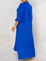 Hoobd Solid Button Maxi Shirt Dress