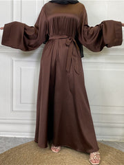 Hoobd Satin Abaya Dubai Turkey Muslim Fashion Hijab Modest Dress Kaftan Islam African Dresses For Women Vestido Robe Musulman De Mode