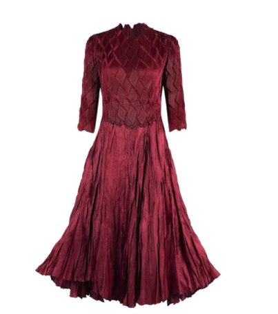 Miyake pleated dress women's spring new fashion O-neck three-quarter sleeve elegant temperament large swing women's dress