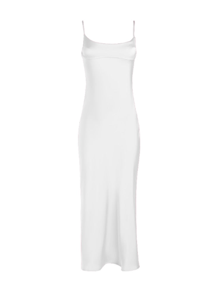 Pink Camis Satin Long Dresses Elegant Sleeveless Slip Holiday Party Dresses Sexy Casual Backless Summer Dresses Women 2023