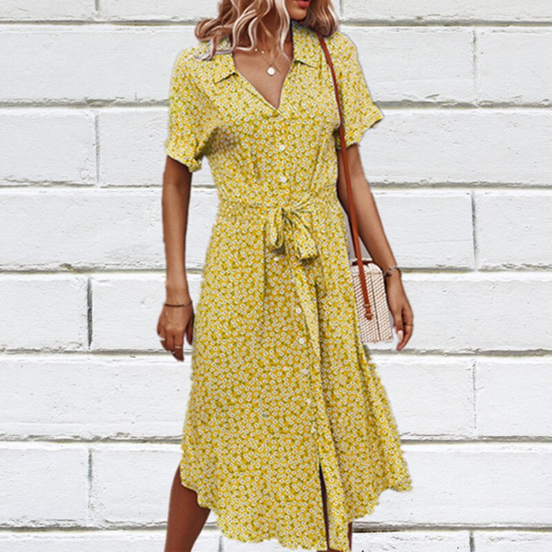 2023 Summer Puff Sleeve Long Dress Women Elegant Printed V-Neck Maxi Dresses Boho Drawstring Loose Holiday Beach Dress