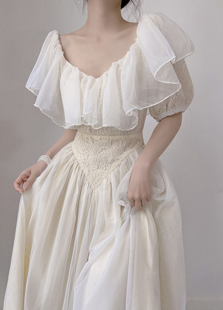 Zjkrl Summer Romantic Fairy Dress Woman Chic Vintage Lace Puff Sleeve Ruffles V-Neck Soft Princess Dresses Party Night Vestido Festa Hoobd Zjkrl Summer Romantic Fairy Dress Woman Chic Vintage Lace Puff Sleeve Ruffles V-Neck Soft Princess Dresses Party Night Vestido Festa Hoobd