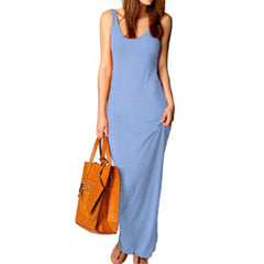 Ladies Solid Slim Beach Maxi Dress