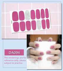 Full Cover Wraps Nail Polish Stickers Strips Plain Nail Art Decorations Heart Designs Glitter Powder Manicure Tips