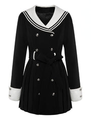 Hoobd Black Korean Style Elegant Dress Women Navy Collar Sweet Party Mini Dress Female Long Sleeve College Style One-piece Dress 2023