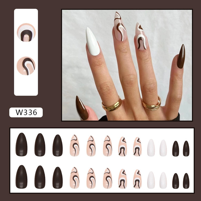 Natural False Nail Tips with French Style 24 pcs Press on Fake Nails for Beauty Salon