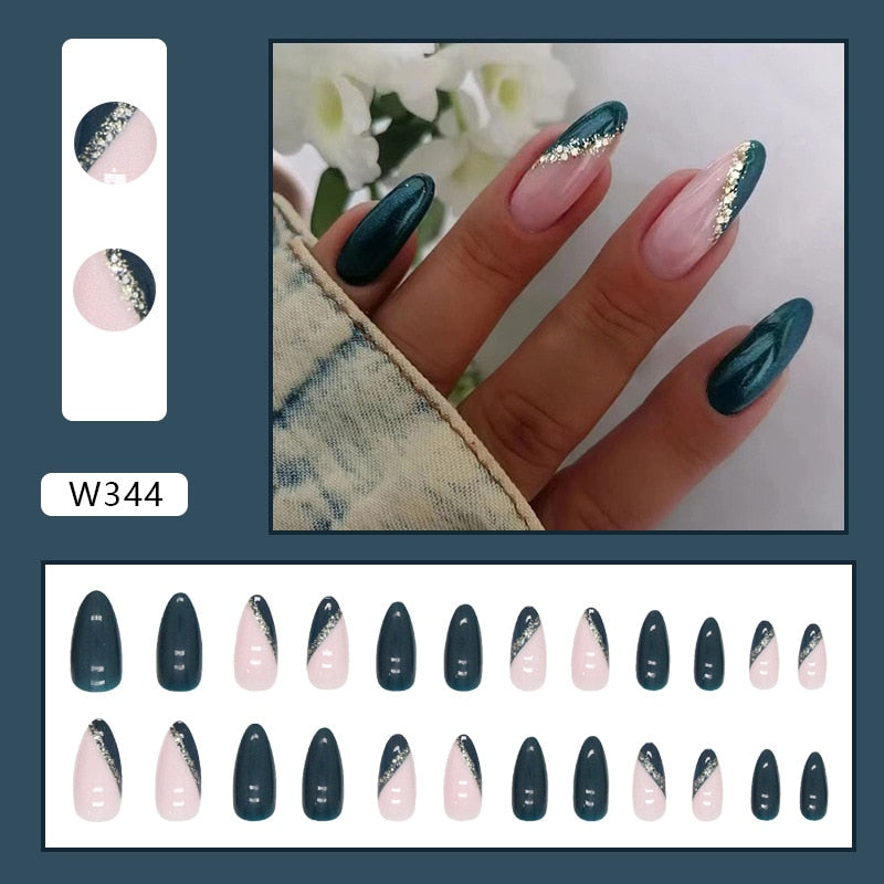 Natural False Nail Tips with French Style 24 pcs Press on Fake Nails for Beauty Salon