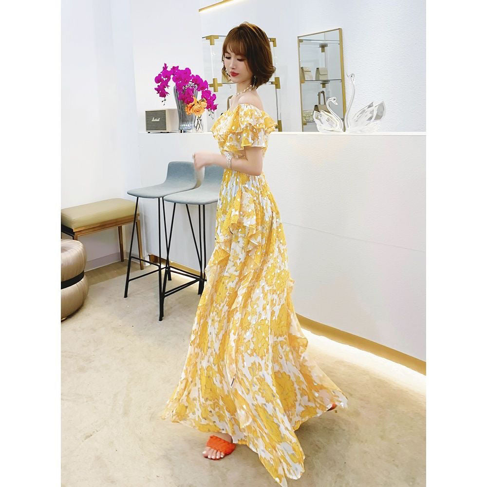 Fashion Sleeveless Dresses Women 2023 New Spring Summer Korean Style Vintage Casual High Waist Print Long Vestidos F16