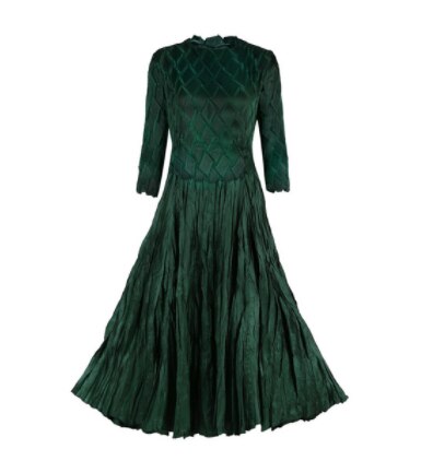 Miyake pleated dress women's spring new fashion O-neck three-quarter sleeve elegant temperament large swing women's dress