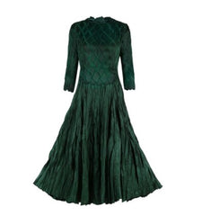 Miyake pleated dress women's spring new fashion O-neck three-quarter sleeve elegant temperament large swing women's dress