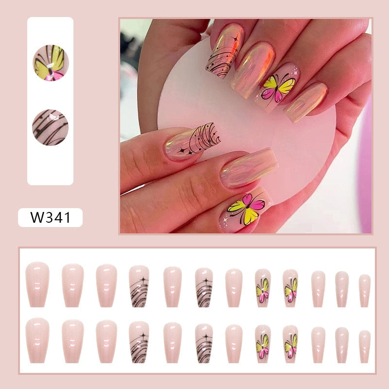 Natural False Nail Tips with French Style 24 pcs Press on Fake Nails for Beauty Salon