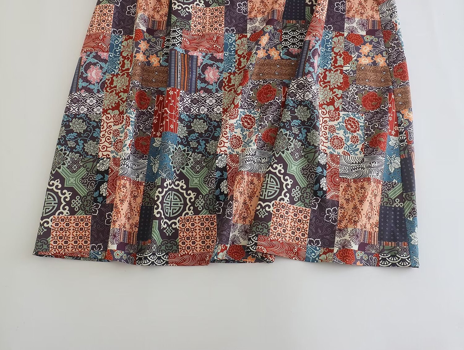 New 2023 Women Vintage Floral Print Casual Long Dress Cross V Neck Female A-line Spring Vestidos