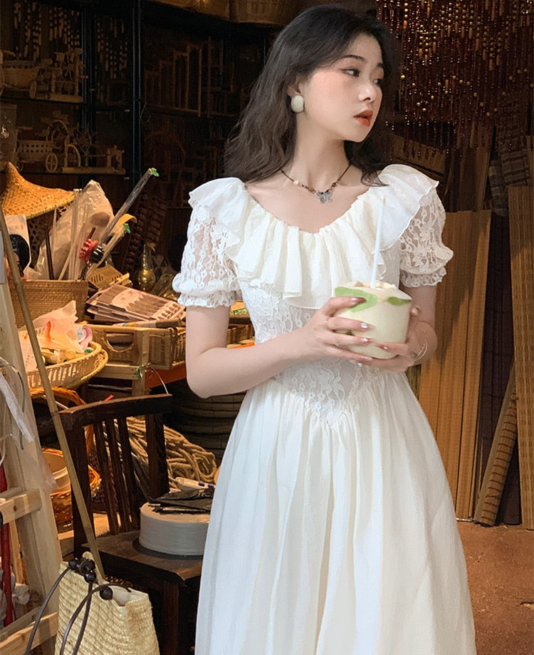 Zjkrl Summer Romantic Fairy Dress Woman Chic Vintage Lace Puff Sleeve Ruffles V-Neck Soft Princess Dresses Party Night Vestido Festa Hoobd Zjkrl Summer Romantic Fairy Dress Woman Chic Vintage Lace Puff Sleeve Ruffles V-Neck Soft Princess Dresses Party Night Vestido Festa Hoobd