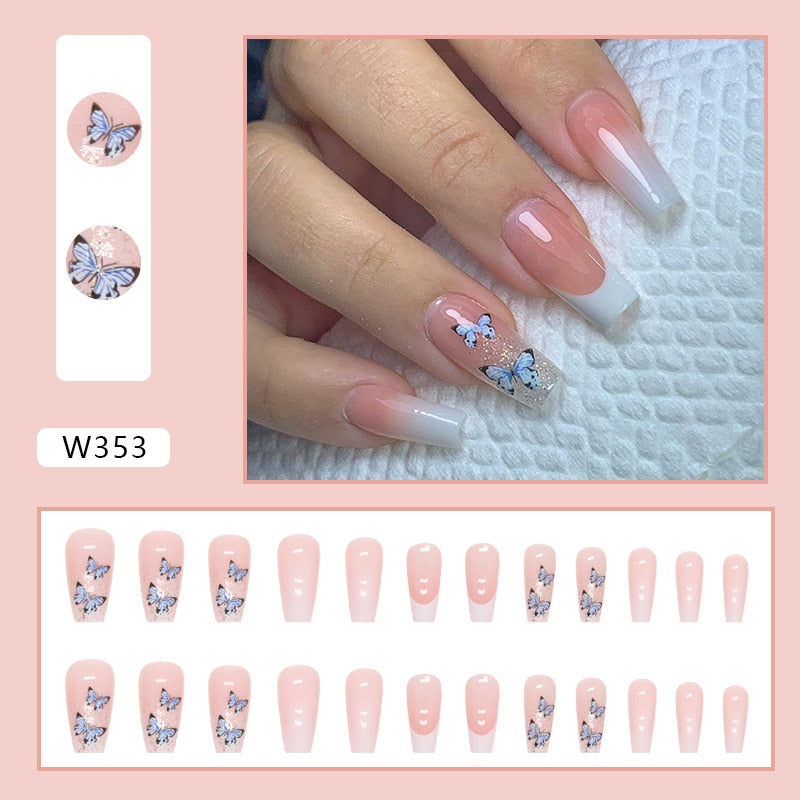 Natural False Nail Tips with French Style 24 pcs Press on Fake Nails for Beauty Salon