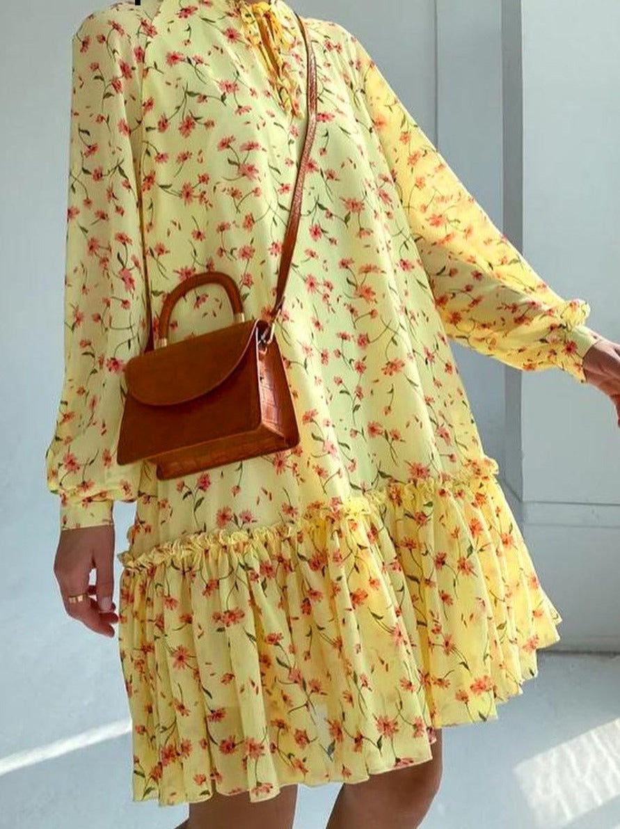 Summer Floral Print Chiffon Holiday Dress