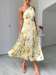 Elegant One Shoulder Summer Long Dress Women Sexy Print Boho Beach Style Maxi Dress Casual Sundress Clothing Women Party Dress