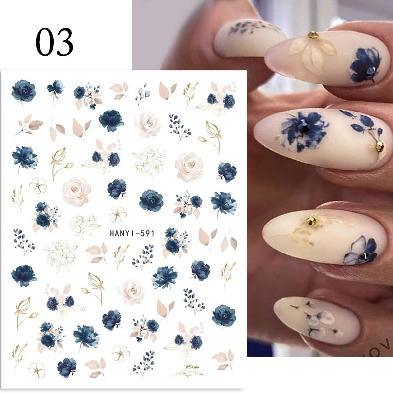 Hoobd1pcs Gold iridescent Maple Leaf 3D Nail Sticker Fall Autumn Pattern Adhesive Transfer Stickers Shiny DIY Nail Art Decoration