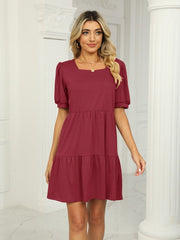 2023 Summer New Dresses For Women Fashion Square Collar Short Sleeve Elegant Beach Female Plus Size Casual Mini Dress Vestidos