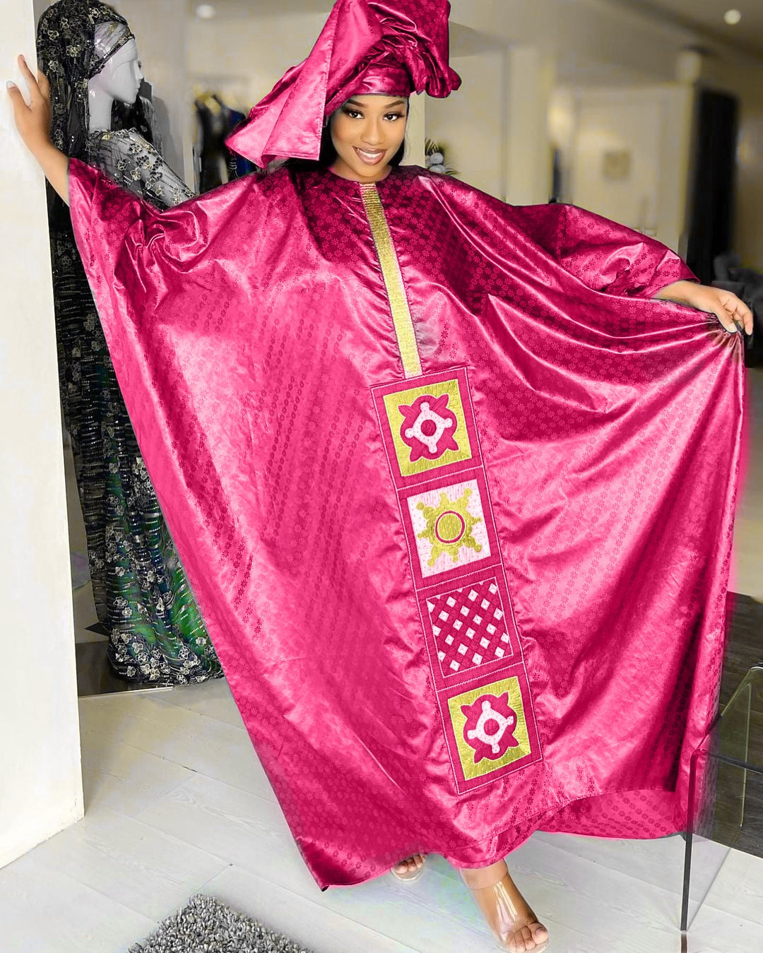 Hoobd Free Style African Dress For Woman Embroidery Design Ladys Clothes Plus Size Dresses For Women