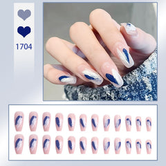 24Pcs/Box Charming Pink Flame Short Ballet Wearable Fake Nails press on Square Head Full Cover Detachable Finished Fingernails