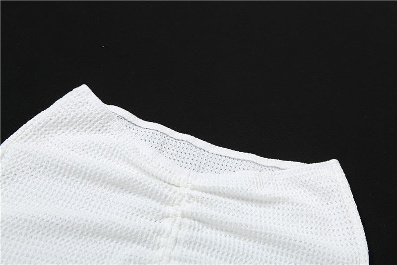 Hoobd Sexy Hollow Out Mini Dress Women Fashion Strap Ruched Bodycon Beach Dresses 2023 Summer White See Through Night Club Outfits