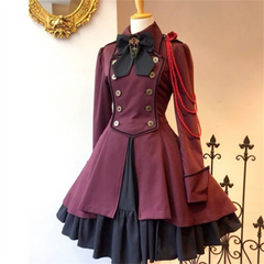 Hoobd Medieval Renaissance Sweet Lolita Dress Vintage Falbala Bowknot High Waist Victorian Dress Kawaii Girl Gothic Lolita Op Loli Cos