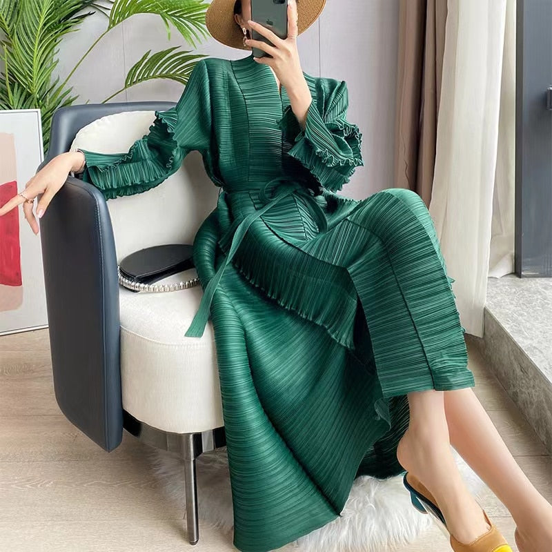Miyake Pleated French Dress For Women In The Spring And Autumn
