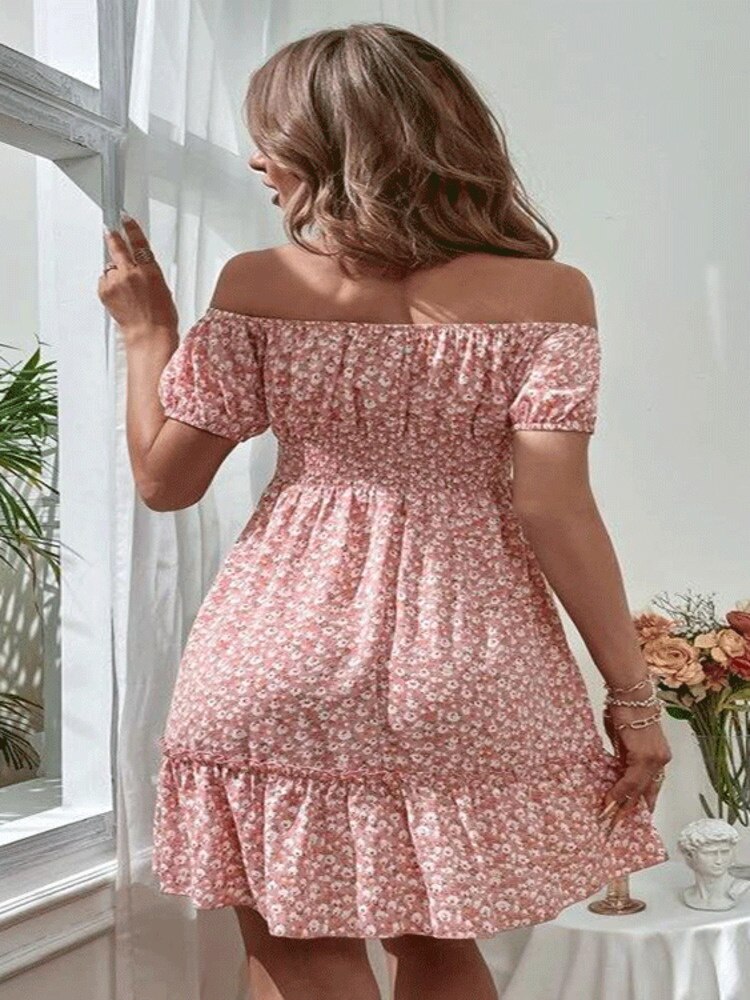 Women Wrap Chest Fashion Temperament Goddess Fan Chiffon Short-sleeved One-shoulder Dress Spring And Summer New