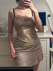 Glitter Dresses for Women Straped Criss-Cross Bandage Backless Mermaid Dresses Club Wear Evening Party Sequins Dress