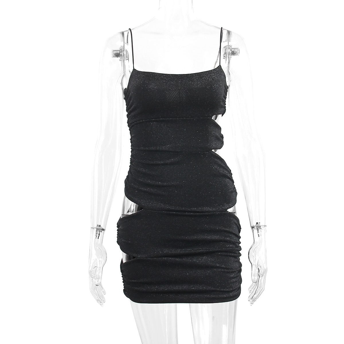 Sexy Black Slip Short Dress Ladies 2023 Summer For Woman Bodycon Dresses Evening Party Tight Mini Dress Silver Wire