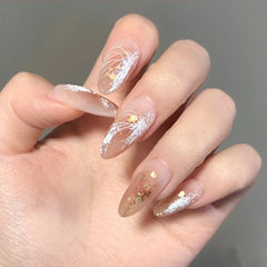 24 Pcs Pink Fake Nails Press on Nail Designs Art Long Tips False Forms with Glue Stick Stickers Reusable Set Acrylic Artificial