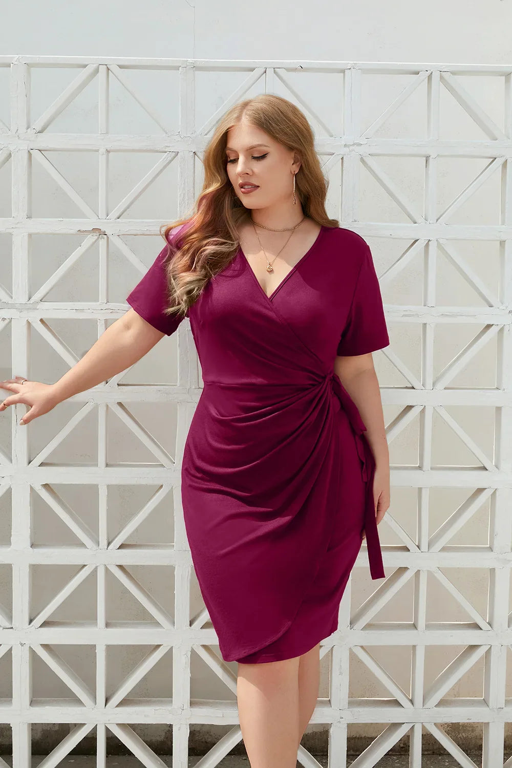 Oversized Women's Clothing, Oversized Solid Color Casual Vacation Dress with Straps, Vacation V-neck Mid Length Dress