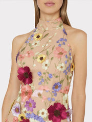 Hoobd Embroidery Slim Backless Mini Dress Spring Summer Women Fashion Sleeveless Short Dresses 2023 Elegant Lady Chic Party Vestidos