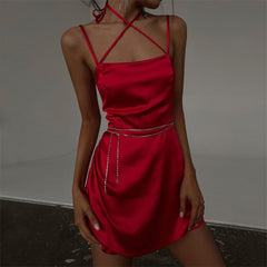2023 Summer Halter Sexy Backless Bodycon Dress Woman Elegant Straps Party Club Vestidos De Mujer Casual Mini Dresses for Women