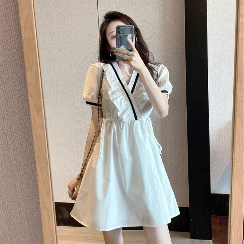 Summer New Light Luxury Stitching Little Black Dress