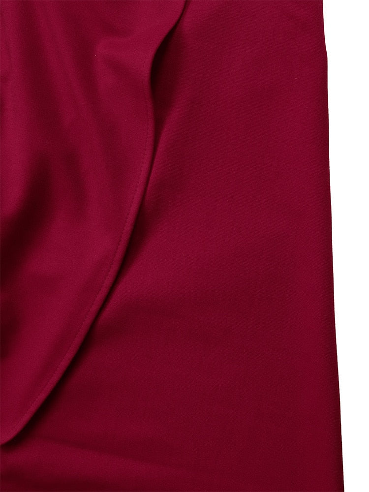 Hoobd Women Dress A Line Ruffle Eleagant Party with Waist Belt Blue Short Sleeve Office Lady Classy Modest Robe Fit Autumn New Fashion