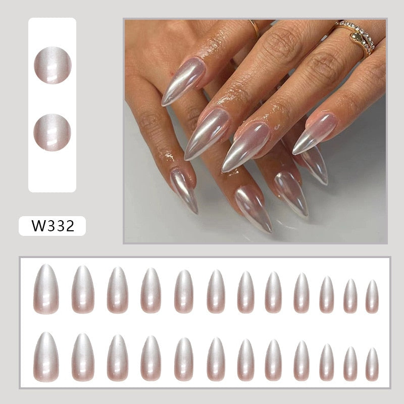 Natural False Nail Tips with French Style 24 pcs Press on Fake Nails for Beauty Salon