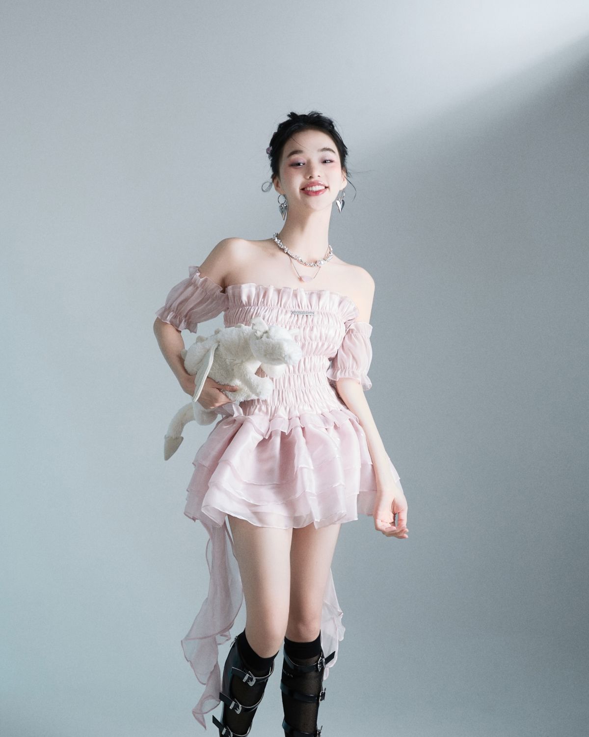 Hoobd Summer Lace Sweet Dress Women Designer Ruffle Flounce Cute Mini Dress Female Korean Fashion Elastic Skinny Sexy Party Dress 2023