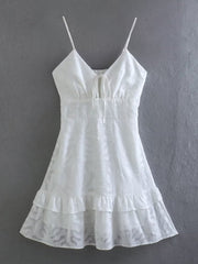 2023 Summer Women White Sling Sexy Chiffon Dress Sleeveless Fashion Mini Ladies Dresses