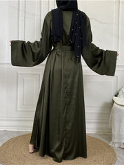 Hoobd Satin Abaya Dubai Turkey Muslim Fashion Hijab Modest Dress Kaftan Islam African Dresses For Women Vestido Robe Musulman De Mode