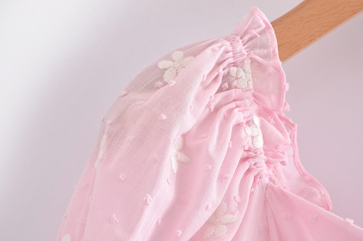 Hoobd High Quality 2023 Summer Pink Short Sleeve Women Ruffled Mini Dress