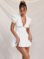 Suninheart Summer White Puff Sleeve Dress