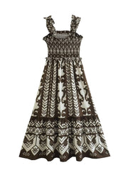 Hoobd New Women Vintage Floral Print Sling Dress Sexy Sleeveless Romantic Ladies Holiday Summer Dress Midi Vestidos