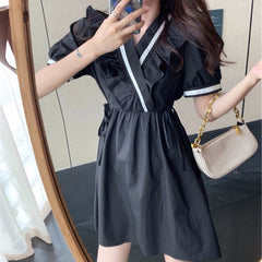 Summer New Light Luxury Stitching Little Black Dress
