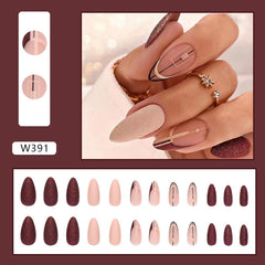 24pcs False Nails Tips with Glitter Design Press on Stick-on Nail Tips for Women and Girls