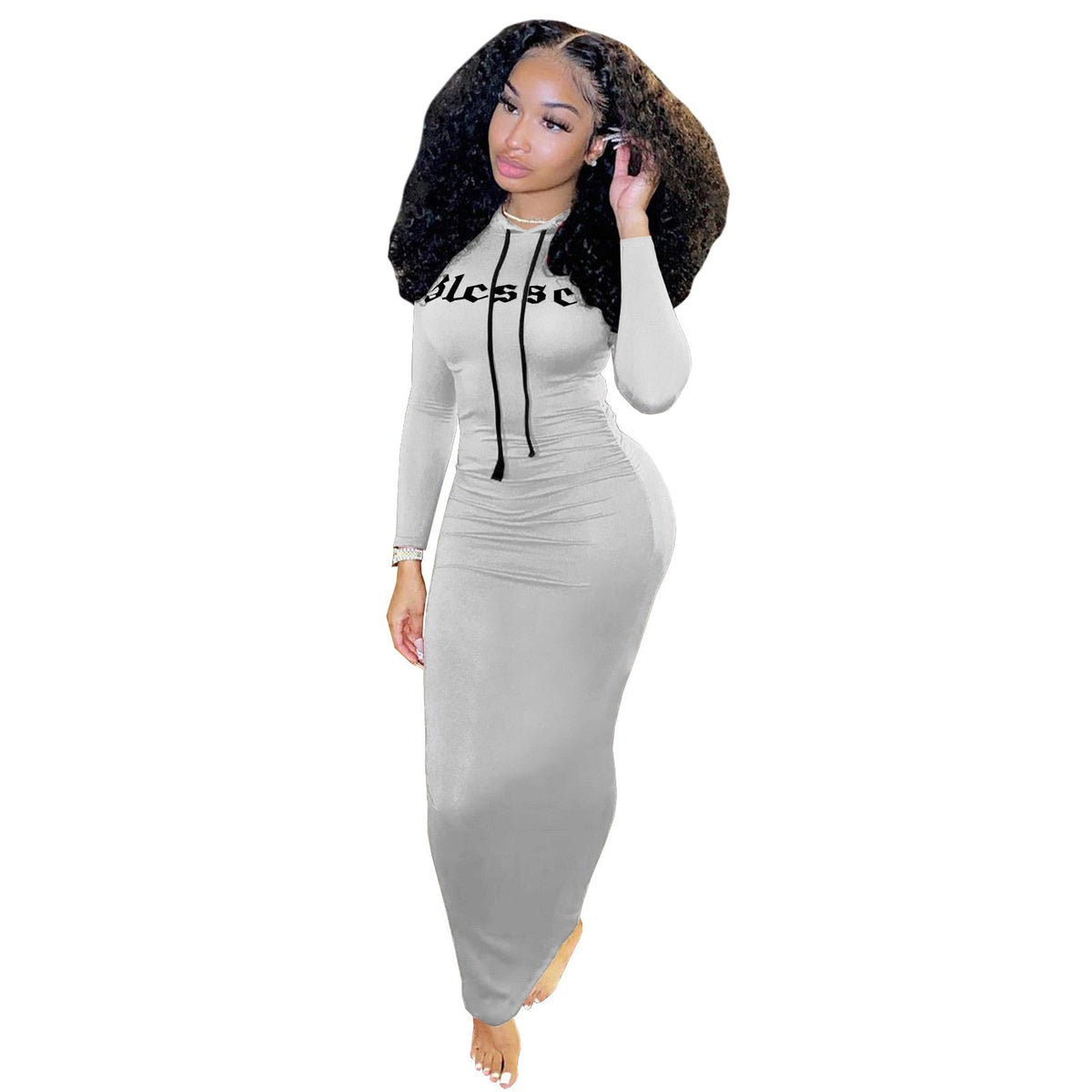 Autumn Winter Hooded Long Dress Women Long Sleeve Bodycon Dresses 2023 Fashion Clothes Hoodie Casual Solid Streetwear Clothing