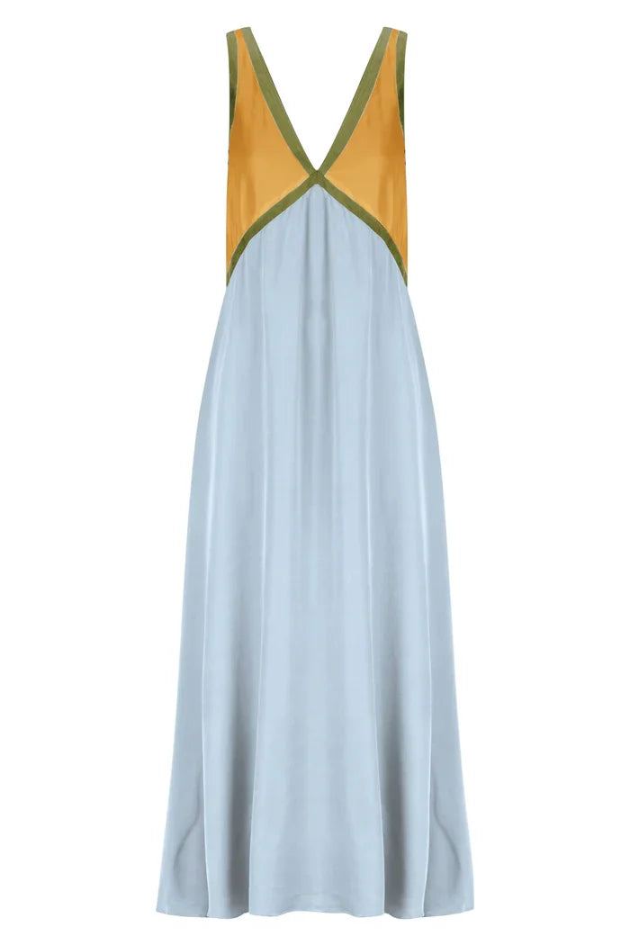 Fashion Patchwork Deep V neck Dress For Women Spring Autumn Female Sleeveless Loose Midi Dresses Elegant Ladies Beach Dress