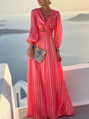 Women Elegant Solid Ruffles Long Party Dress Lady Sexy Deep V Neck Backless Dress Beach Style Femme Casual Holiday Dress Vestido