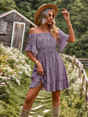 New In Spring/Summer 2023 Designer Shoulder Dress Leopard Print A-line Skirt Casual  Sexy Dress for Women Beach Vintage Dress